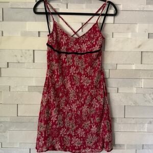 VINTAGE Babydoll Velvet Ribbon Trim Floral Mini Dress 90s Y2K Mean Girls  S